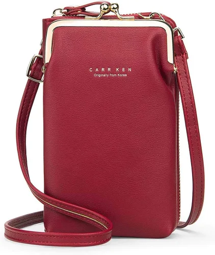 Miniatura 14 de Bolsa cruzada de piel para teléfono celular, con ranuras para tarjetas con protección de interferencia de radiofrecuencia (RFID), de cuero