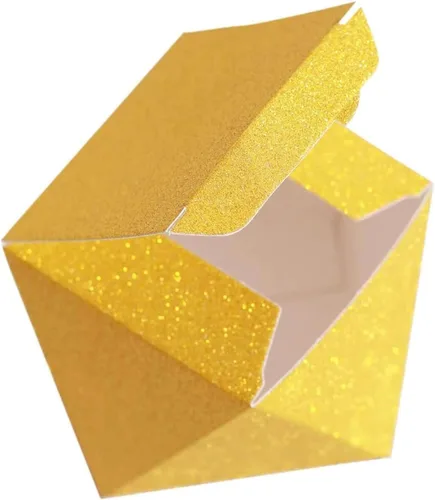 Miniatura 7 de Efavormart - 25 cajas de regalo de boda con purpurina dorada, forma geométrica de 3 x 4 pulgadas