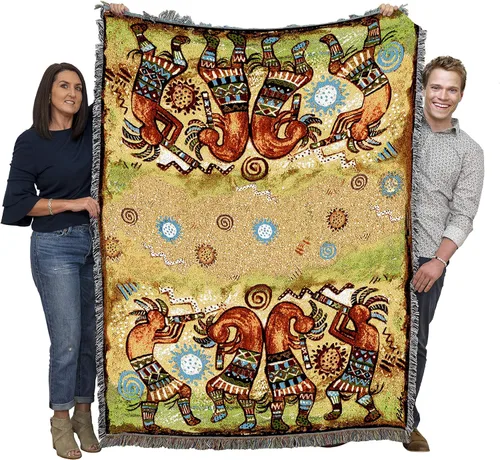 Miniatura 10 de Pure Country Weavers Kokopelli - Manta de The Ancient Ones, diseño de arte del suroeste, manta tejida de algodón, fabricada en los Estados Unidos