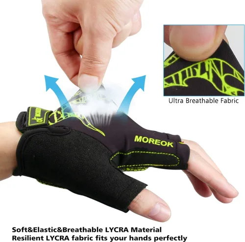 Miniatura 4 de MOREOK - Guantes para bicicleta de montaña (MTB) y ciclismo de descenso (DH), para hombres, de medio dedo, con almohadilla de gel que absorbe