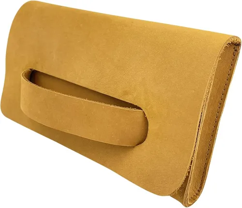 Miniatura 8 de Weatherproof Leather, Bolso de mano mediano femenino hecho a mano de gamuza - Old Tobacco, Tabaco Antiguo