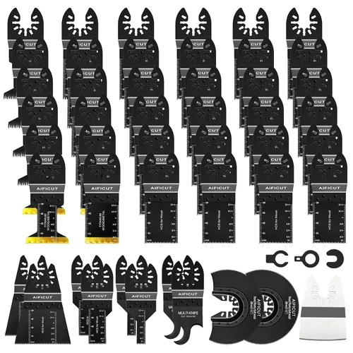 Miniatura 9 de AIFICUT 15 hojas de sierra oscilantes de titanio, cuchillas multiherramienta universales para clavos de metal, material duro y madera y plástico
