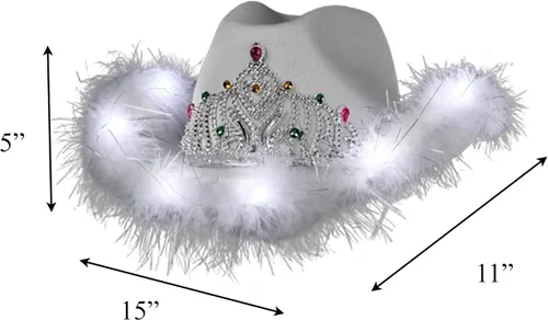 Miniatura 3 de blinkee Paquete de 12 sombreros de vaquero de lentejuelas rosas y tiara LED blanca para despedida de soltera para fiesta nupcial