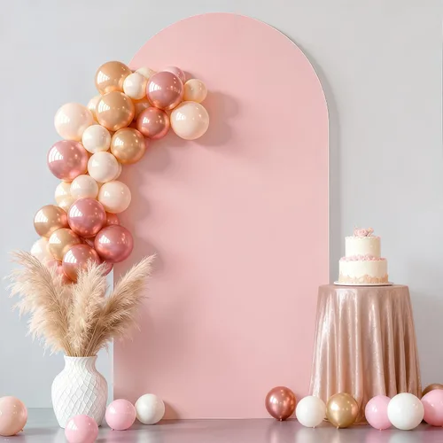 Miniatura 27 de Cubierta de Fondo de Arco Beige de 6 Pies - Cubiertas de Poliéster Ajustadas para Soporte de Arco de Boda con Parte Superior Redonda, Cubierta