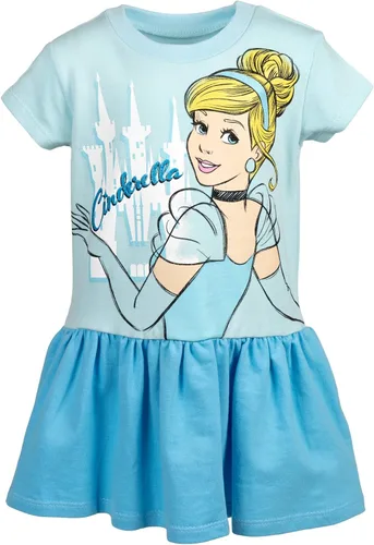 Disney Princess Belle Cenicienta Rapunzel - Vestido de manga corta de rizo francés para niñas y niños grandes