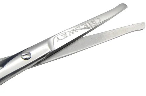 Miniatura 5 de Tijeras de pelo facial pequeñas redondeadas de acero inoxidable, 3.7 pulgadas, tijeras de punta redondeada para pelo de nariz, bigote, barba, cejas