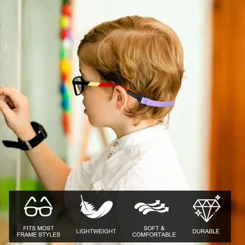 Miniatura 7 de 18 correas para lentes de sol para niños y niñas, ajustable, sin cola, soporte para lentes de sol de 6.69 a 13.38 pulgadas
