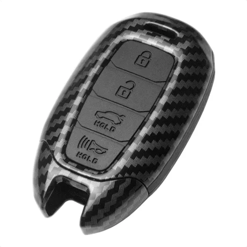 Smart Key Fob - Funda de silicona negra de fibra de carbono compatible con Hyundai Accent Azera Elantra GT Grandeur I30 IG IX35 Kona Palisade Santa