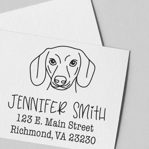 Miniatura 10 de Sello de dirección personalizado Basset Hound – Sello personalizable con nombre y dirección para sobres, ideal para amantes de los perros