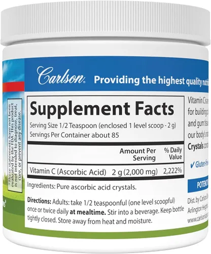Miniatura 2 de Carlson Labs Cristales de vitamina C sin OMG, 6 onzas