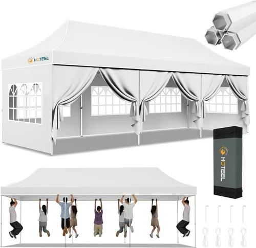 Miniatura 19 de Hoteel 10x15 Pop Up Canopy Tent Heavy Duty with 4 Sidewalls, Waterproof Party Tent, Easy Set-up Commercial Instant Tents with Roller Bag & Sandbags