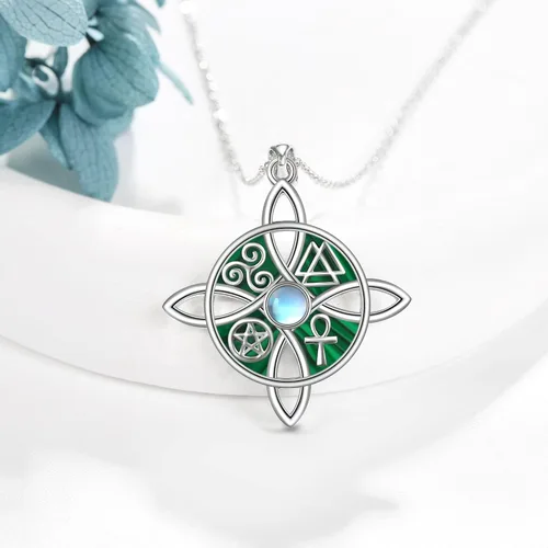 Miniatura 35 de YAFEINI Collar con dije de nudo de bruja de plata de ley, amuleto de bruja de cruz celta, regalo para mujer
