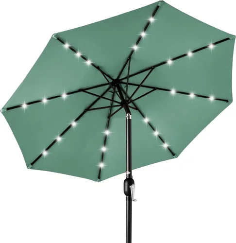 Miniatura 32 de Best Choice Products Solar Polyester LED Lighted Patio Umbrella w/Tilt Adjustment and UV-Resistant Fabric Gris niebla