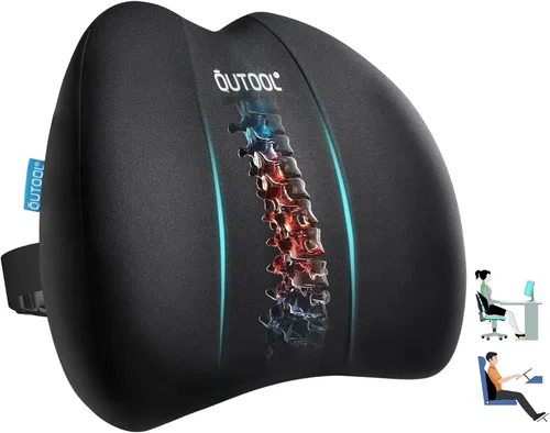 QUTOOL Almohada de apoyo lumbar para silla de oficina, soporte de espuma viscoelástica para espalda baja, alivio del dolor de espalda, cojín