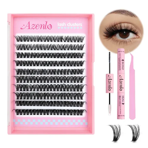 Miniatura 12 de Extensiones de pestañas Azenlo 40D+60D en racimo, 240 unidades, kit de pestañas individuales, 10-16 mm, kit de pestañas en banda delgada