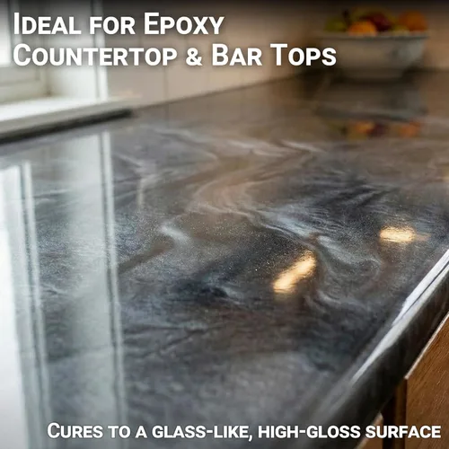 Miniatura 3 de Kit de resina epoxi transparente para encimeras, 1 galón, mezcla 1:1 de tolerancia al calor epoxi para mesa, bar, revestimiento de superficie, losas