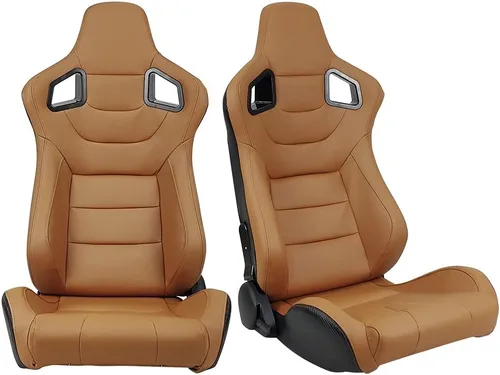 FREEMOTOR802 Asientos universales para vehículos de carreras, asientos deportivos reclinables con deslizadores de doble bloqueo ajustables, 1 par