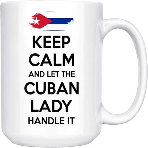 Miniatura 2 de Taza de 11 onzas con texto en inglés «Keep Calm And Let The Cuban Lady Handle» (Keep Calm And Let The Cubana Lady Handle)