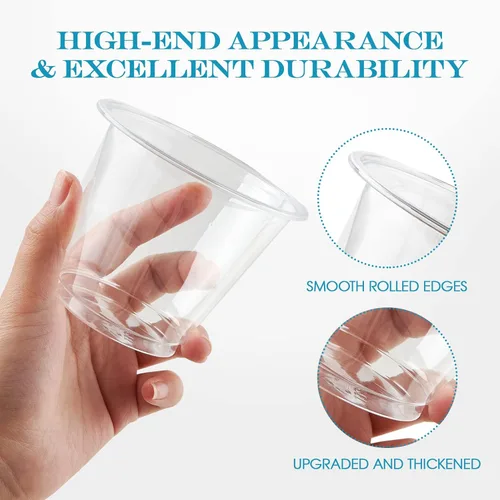 Miniatura 3 de Turbo Bee Paquete de 100 Vasos de Plástico Transparente de 9 oz, Vasos Desechables de Plástico Transparente para Beber, Vasos de Fiesta de Plástico
