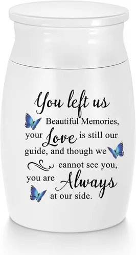 Miniatura 13 de Urnas pequeñas para cenizas humanas de 3 pulgadas, mini urna conmemorativa de aluminio, pequeña urna de recuerdo, mariposa, mini cremación, urna