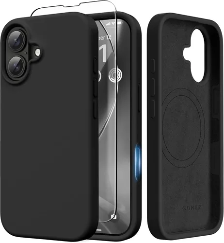 Miniatura 27 de GONEZ Funda de silicona para iPhone 14 Pro Max, compatible con MagSafe, con protector de pantalla + protector de lente de cámara, silicona líquida a