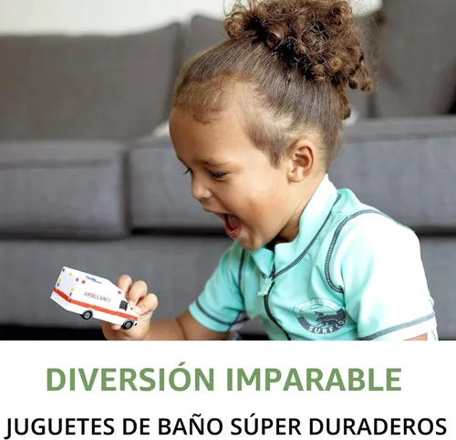 Miniatura 6 de SplashEZ Juguetes de Baño para Coche Sin Moho para Niños Juguetes de Baño para Niños Pequeños Sin Agujero para Agua Conjunto de Vehículos