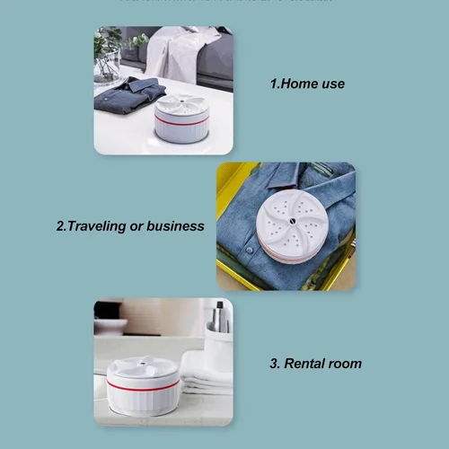 Miniatura 5 de TOPINCN Potente motor portátil Mini Turbo Lavadora para lavandería diaria, ropa pequeña para el hogar, pequeña lavadora de ultrasonido Turbo