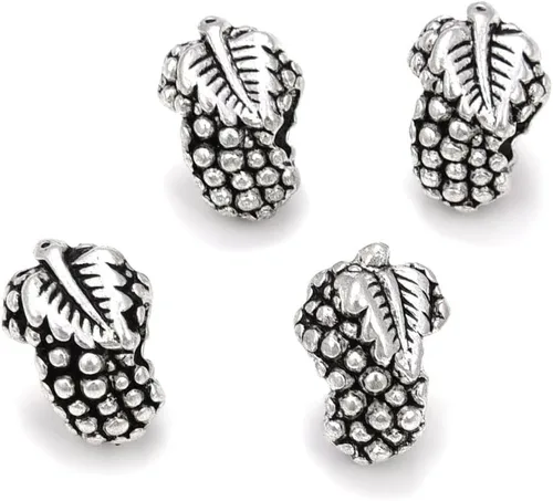 Miniatura 14 de 20 cuentas sueltas de fresa con agujero grande (agujero de 0.177 in) espaciador de metal plateado antiguo para manualidades de joyería MEC-F5