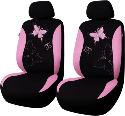 Miniatura 20 de Flying Banner - Juego completo de fundas para asiento de automóvil Butterfly, estilo universal de moda para mujer, para banco trasero (divisible)