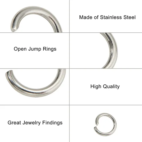 Miniatura 3 de DanLingJewelry 1000 anillos de salto abiertos de acero inoxidable 304 calibre 17 de 0.394 in para hacer joyas, conectores de joyería, encontrar