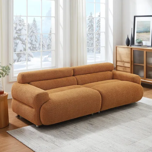 Miniatura 4 de VANOMi Sofá Loveseat Boucle Cloud de 89", Cómodo Sofá Boucle Tapizado de Asiento Profundo, Sofá Moderno de Mediados de Siglo para Sala de Estar