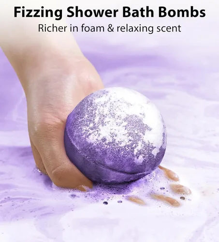 Miniatura 6 de Bombas de baño de burbujas para dormir profundo con aceites esenciales de manzanilla de lavanda, baño hidratante para piel seca y relajación, regalo