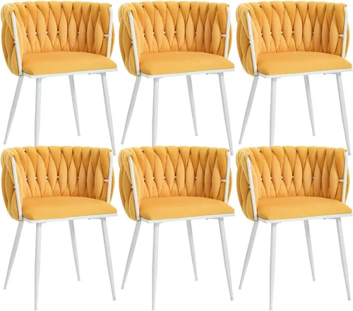 Miniatura 23 de Juego de 2 sillas de comedor de terciopelo, sillas tapizadas tejidas para sala de estar, sillas modernas de cocina y comedor, sillas decorativas