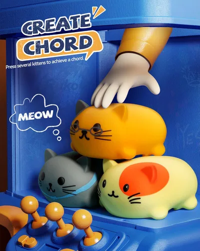 Miniatura 4 de Ruko 1701 - Teclados de piano de gatos musicales con lindo tono de miau, escala de música de reproducción de prensa, divertidos juguetes musicales