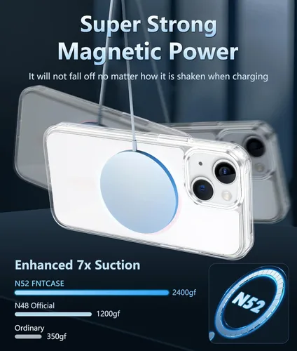 Miniatura 419 de FNTCASE Funda para iPhone 13 Pro-Max: Fundas magnéticas transparentes compatibles con Magsafe Slim anti amarillamiento protección contra caídas