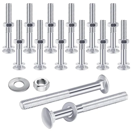 Miniatura 14 de Zonon Juego de 12 pernos de carro de 1/2 x 4 pulgadas, negro galvanizado, incluye arandelas resistentes a la corrosión y tuercas para accesorios