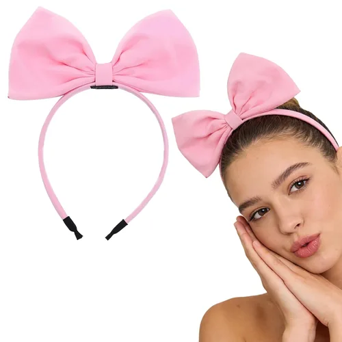 Diadema de lazo rosa para mujer, bandas de pelo anudadas antideslizantes, diademas con lazo, aros para el pelo, accesorios de disfraz de cumpleaños,
