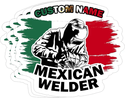 Calcomanías personalizadas para soldador mexicano, bandera vintage de soldador mexicano, calcomanías blancas y negras, decoración de regalo, casco,