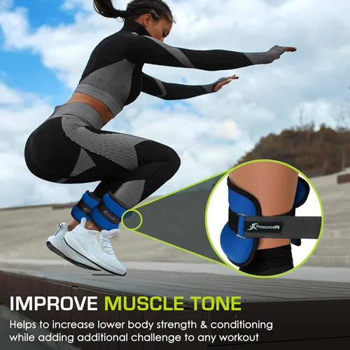 Miniatura 4 de ProsourceFit Ankle/Wrist and Arm/Leg Weights Set of 2, Adjustable Strap 1 lb-5 lb, Adjustable Weight 15 lb, 10 lb, 7 lb for Men and Women Azul