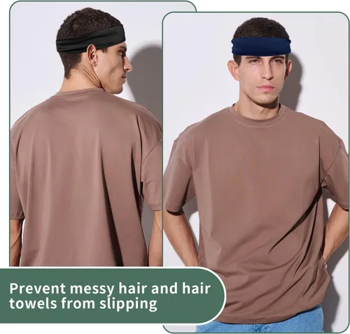 Miniatura 2 de 6 Pack Mens Running Headband, Sweatband Sports Headband for Running,Cycling,Football,Yoga,Fitness Workout Stretchy Unisex Hairband, 6