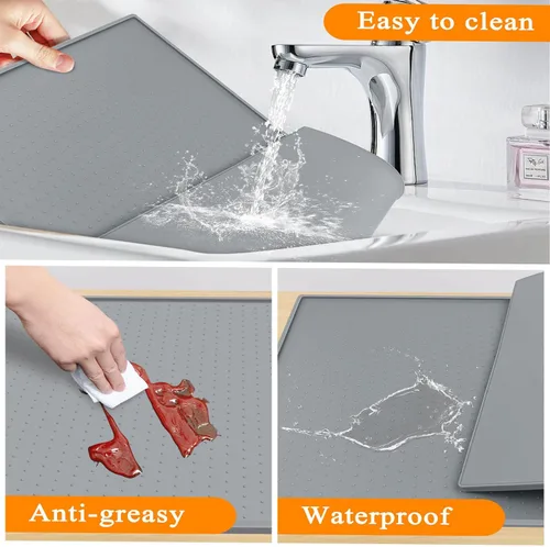 Miniatura 5 de Tapete enfriador de agua, tapete dispensador de agua antideslizante de 24 x 16 pulgadas con borde elevado, bandeja de suelo para dormitorios