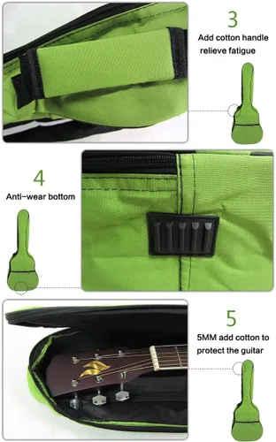 Miniatura 2 de Funda para guitarra convencional de 0.197 in impermeable, duradera, colorida con almacenamiento (para 40 y 41 pulgadas, naranja)