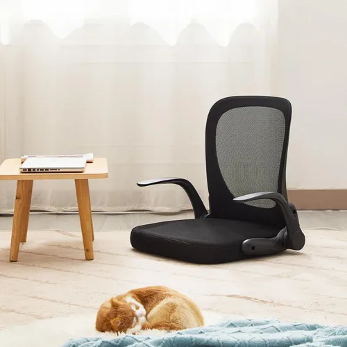 Silla ergonómica plegable – Reposabrazos ajustable y respaldo de malla, asiento acolchado grueso para juegos de lectura y meditación, multiusos para
