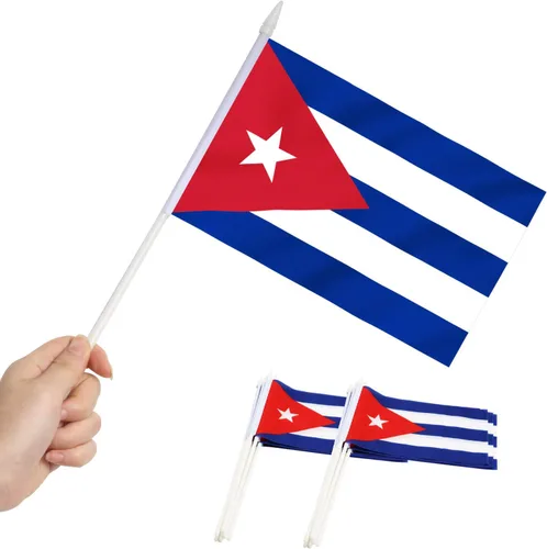 Miniatura 19 de Anley Mini bandera de El Salvador, paquete de 12 unidades, banderas salvadoreñas pequeñas en miniatura de mano en barra, resistentes a