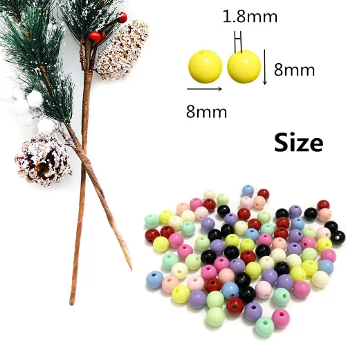 Miniatura 4 de 300 cuentas redondas de acrílico pastel, cuentas espaciadoras de plástico de color caramelo para bricolaje, collares, pulseras, aretes, joyería Negro
