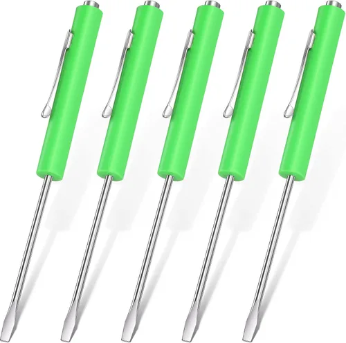 Honoson Mini destornillador magnético de bolsillo con clip, juego de herramientas de destornillador de cabeza plana pequeña para accesorios de