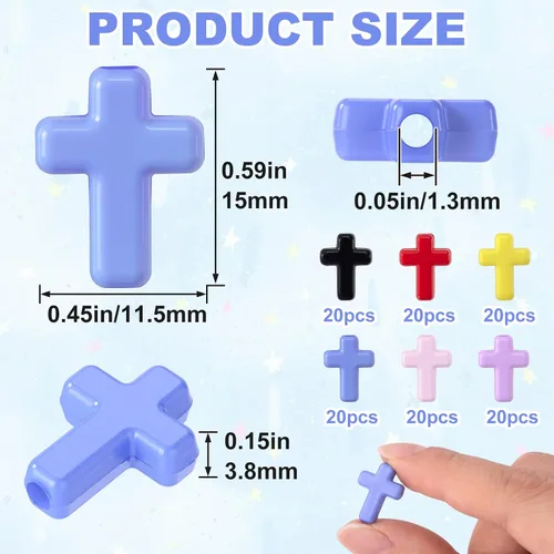 Miniatura 2 de 120 dijes de cruz para hacer joyas, cuentas de cruz religiosa para pulseras, cruces para hacer joyas, pulseras, collares, manualidades (6 colores)
