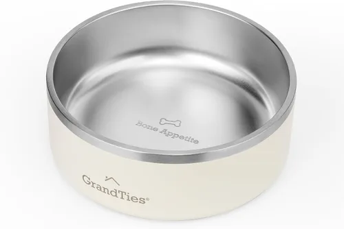 Miniatura 22 de GrandTies Cuenco de acero inoxidable para perros Comedero para mascotas reutilizable con aislamiento sin BPA Plato grande y resistente Azul