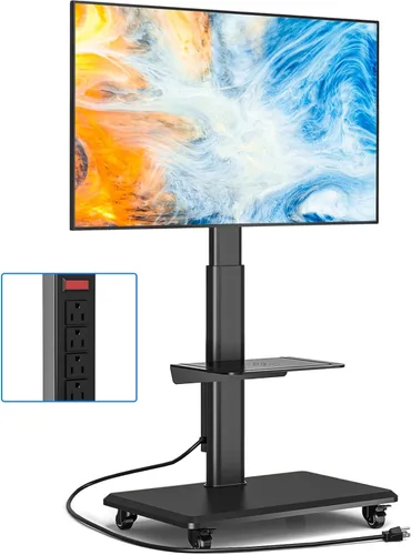 Miniatura 13 de Rfiver Soporte de TV con ruedas para televisores de 32 a 70 pulgadas, moderno soporte de TV de esquina con ruedas mejoradas, 9 niveles de altura
