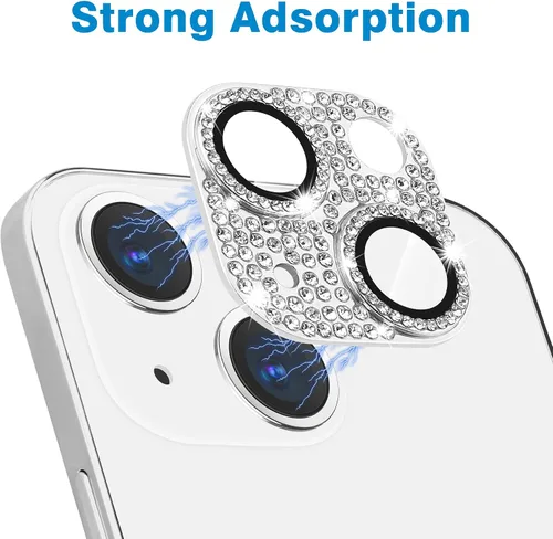 Miniatura 30 de Protector de lente de cámara diseñado para iPhone 12 Pro Max, con diamantes de imitación 3D con diamantes de imitación 9H, vidrio templado, Rosado
